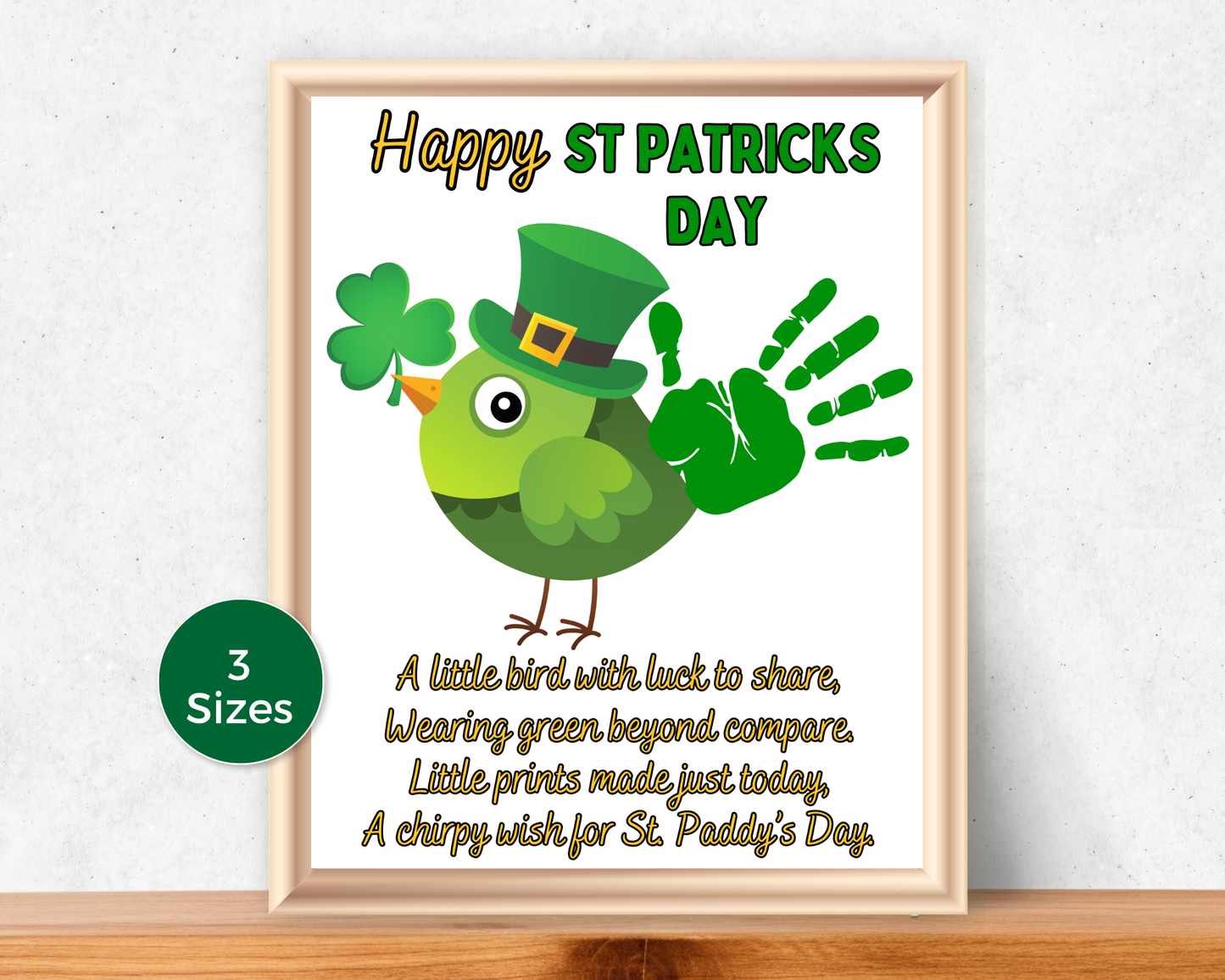 St Patrick's Day Bird Handprint Art