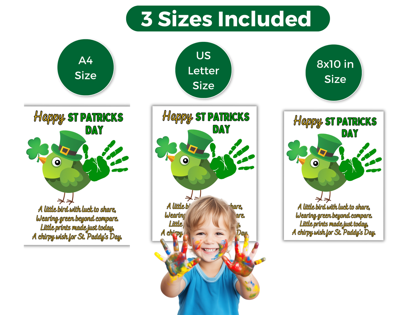 St Patrick's Day Bird Handprint Art
