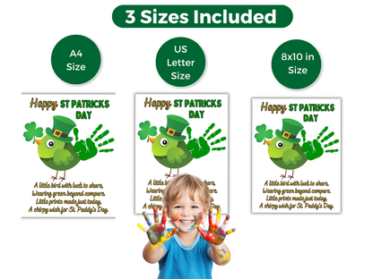 St Patrick's Day Bird Handprint Art