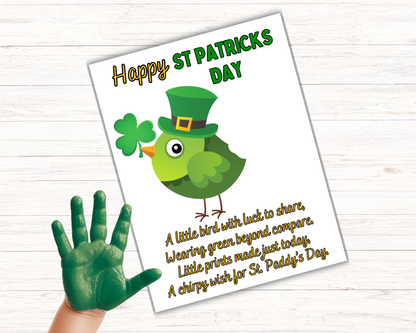 St Patrick's Day Bird Handprint Art