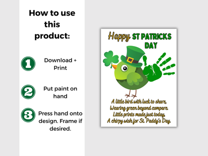 St Patrick's Day Bird Handprint Art