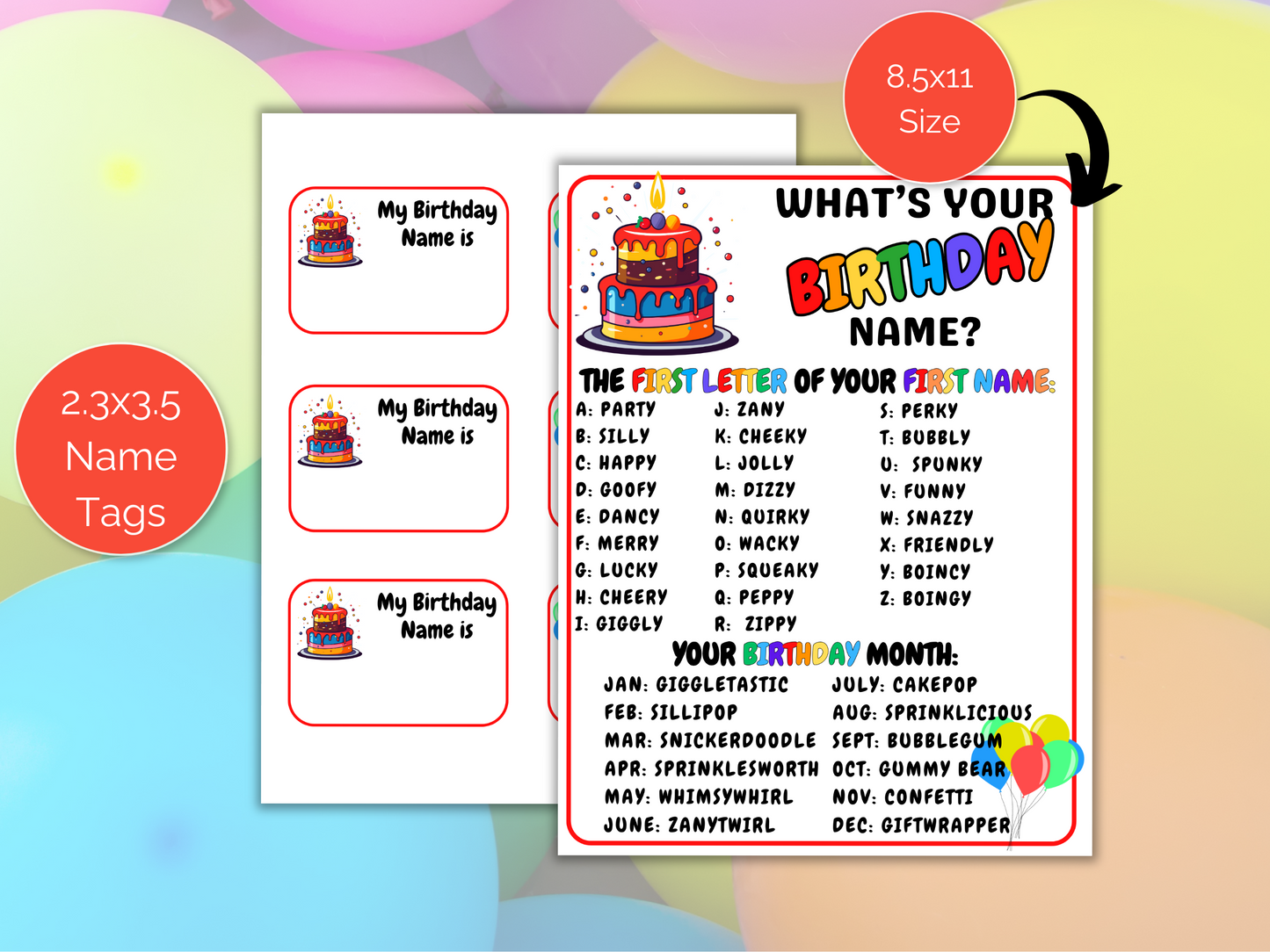 What's Your Birthday Name Game + Name Tags