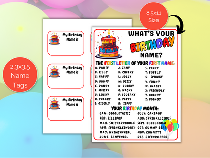 What's Your Birthday Name Game + Name Tags