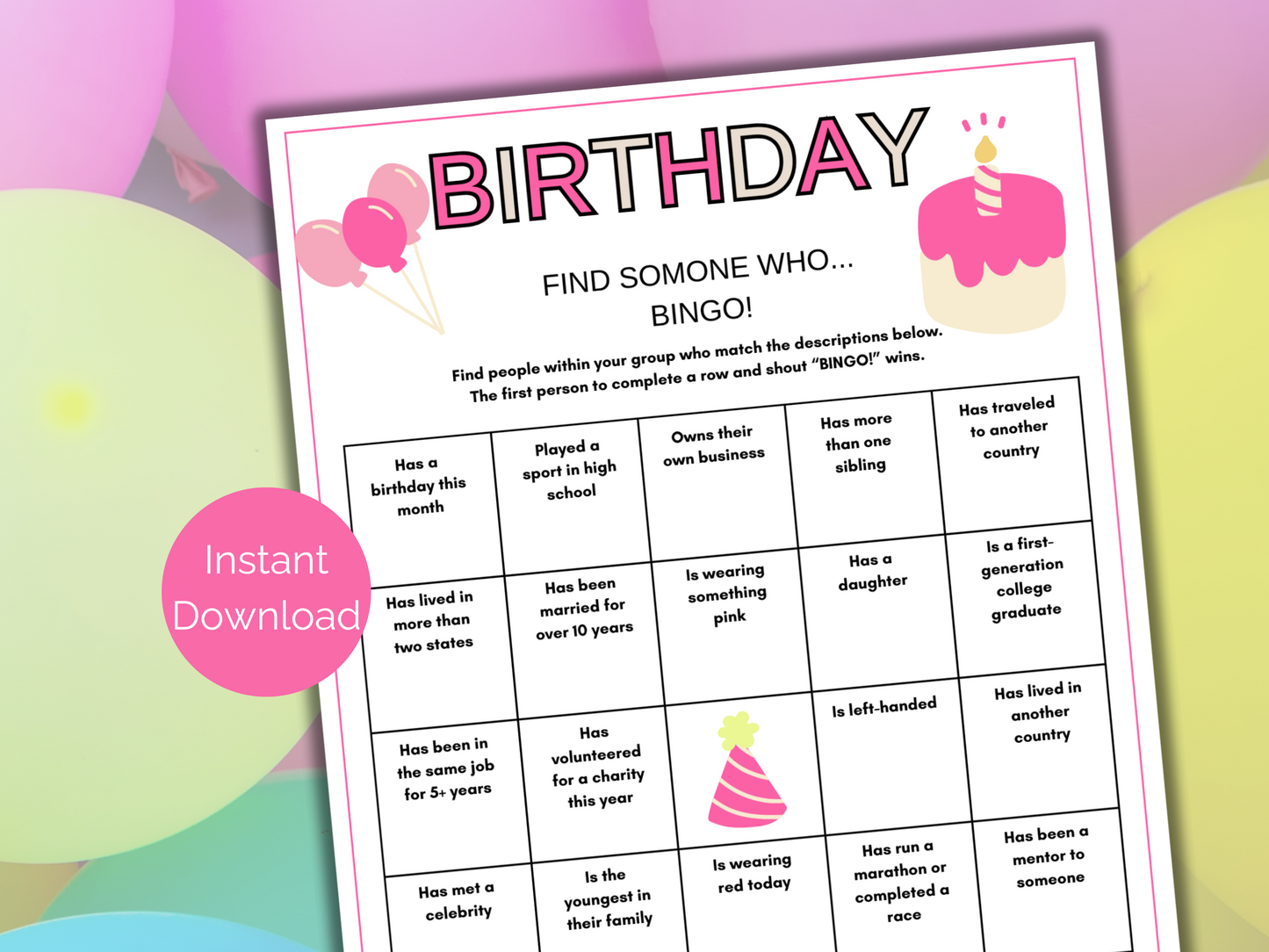 Birthday Find Someone Who