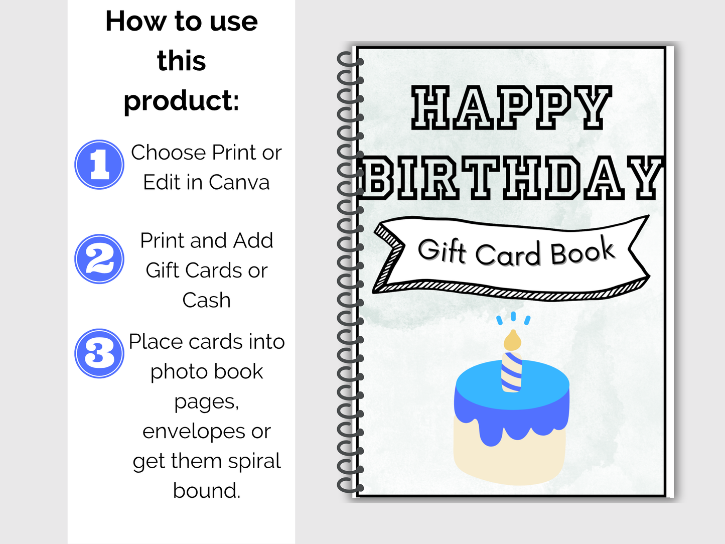 Birthday Gift Card Book for Him Editable or Printable
