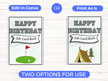 Birthday Gift Card Book for Him Editable or Printable