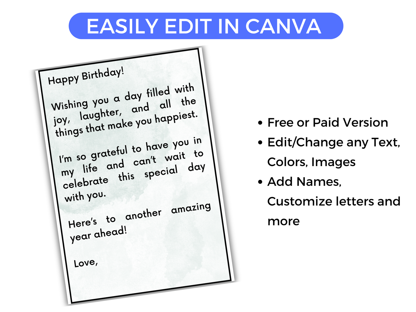 Birthday Gift Card Book for Him Editable or Printable