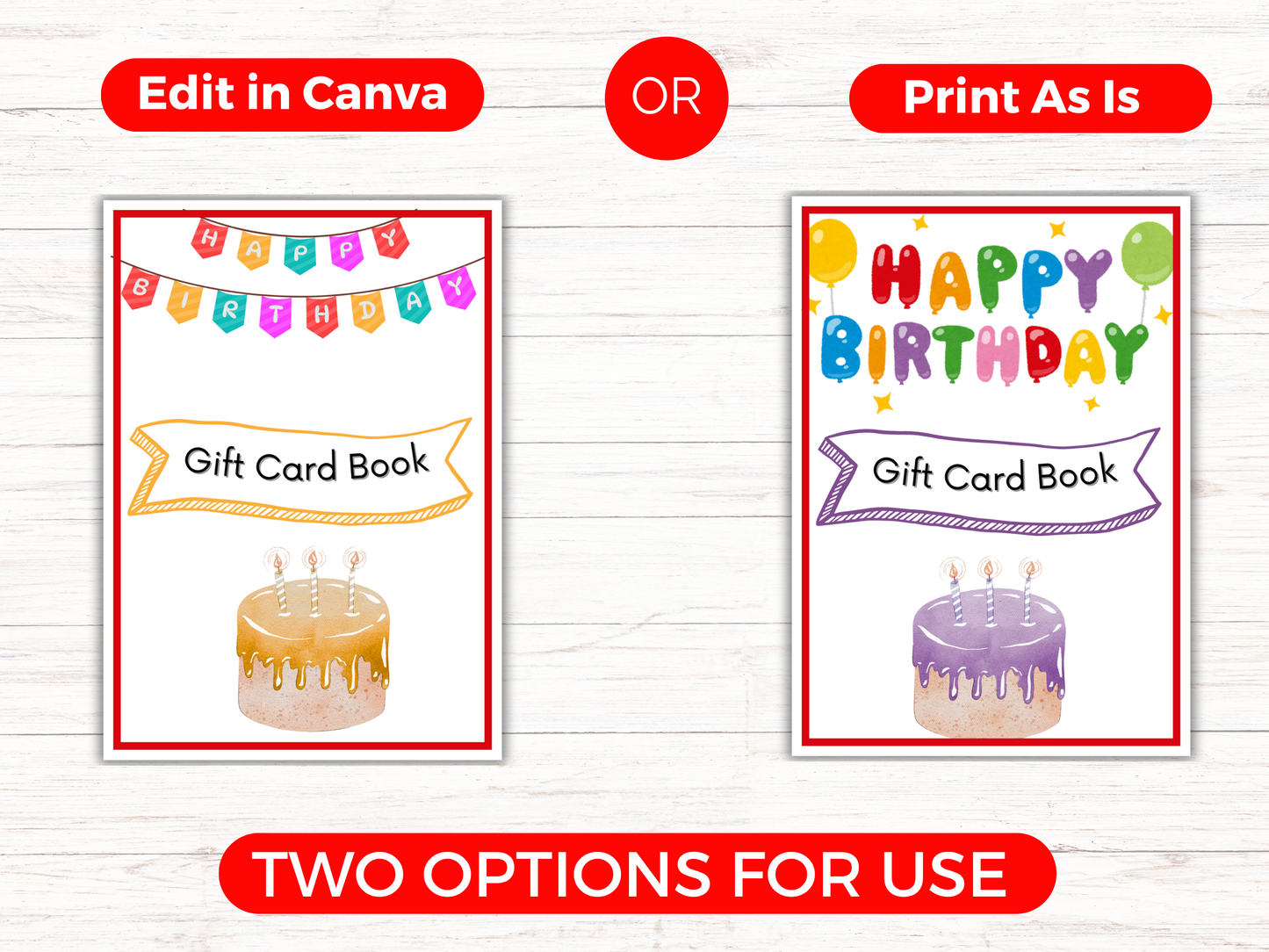 Birthday Gift Card Book Editable or Printable