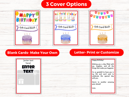Birthday Gift Card Book Editable or Printable
