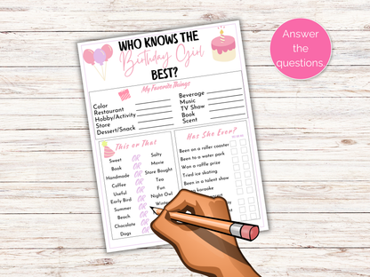 Who Knows The Birthday Girl Best Game