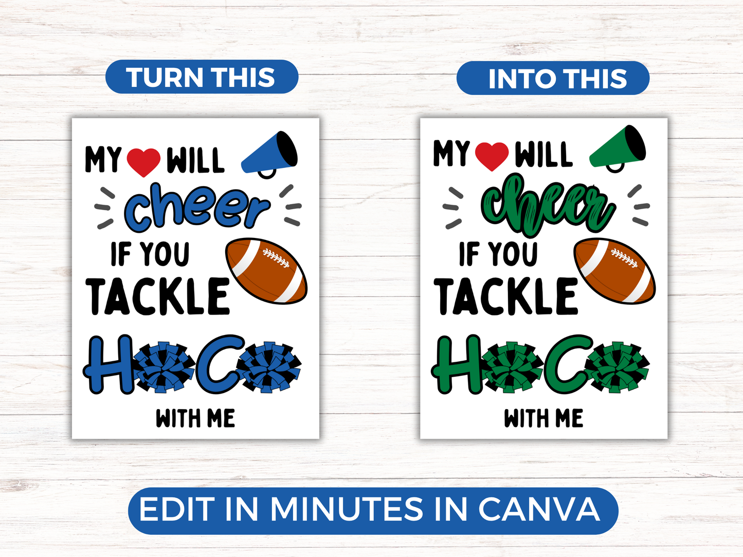 Editable Cheer + Football Homecoming Proposal Sign