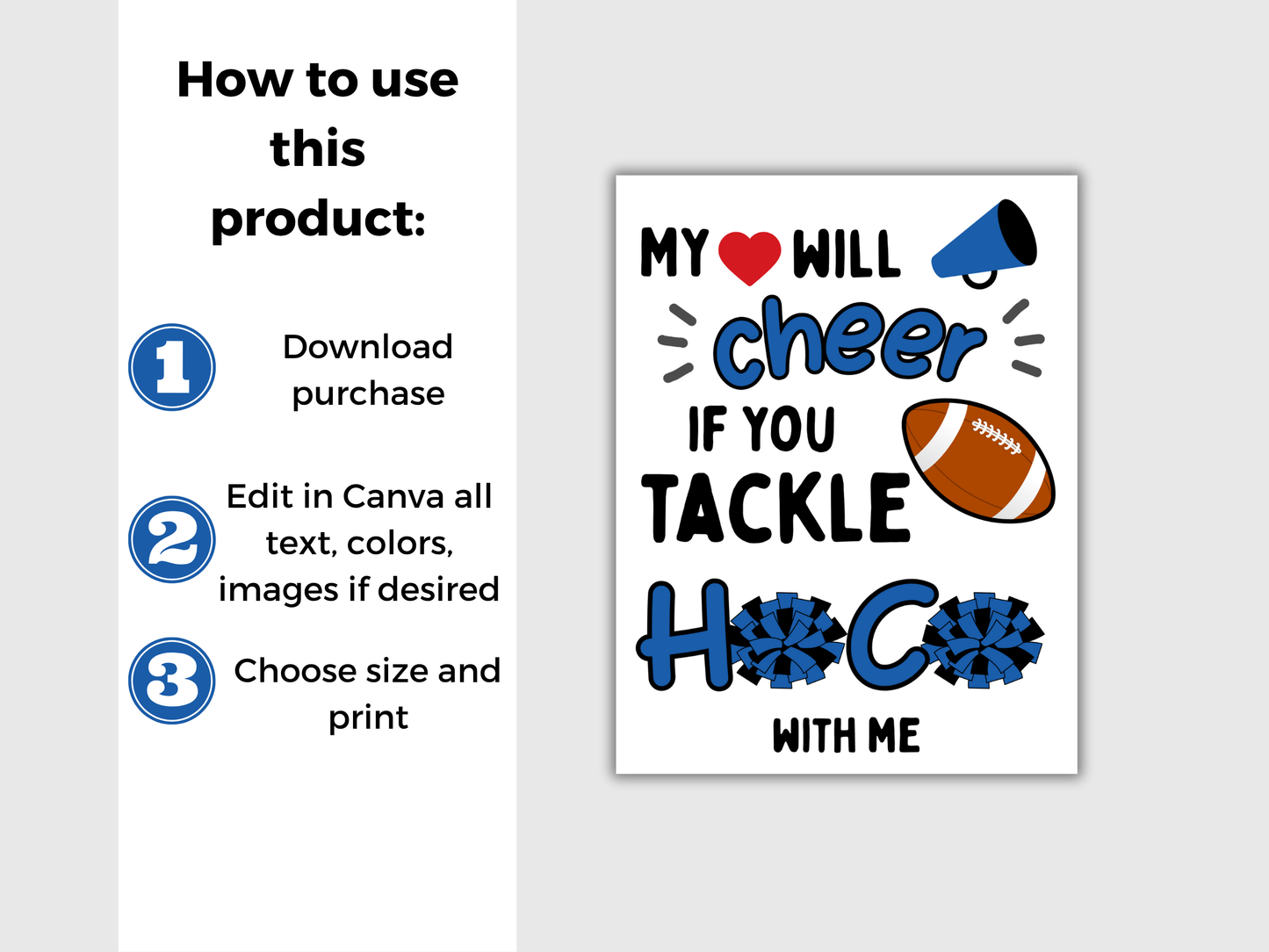 Editable Cheer + Football Homecoming Proposal Sign