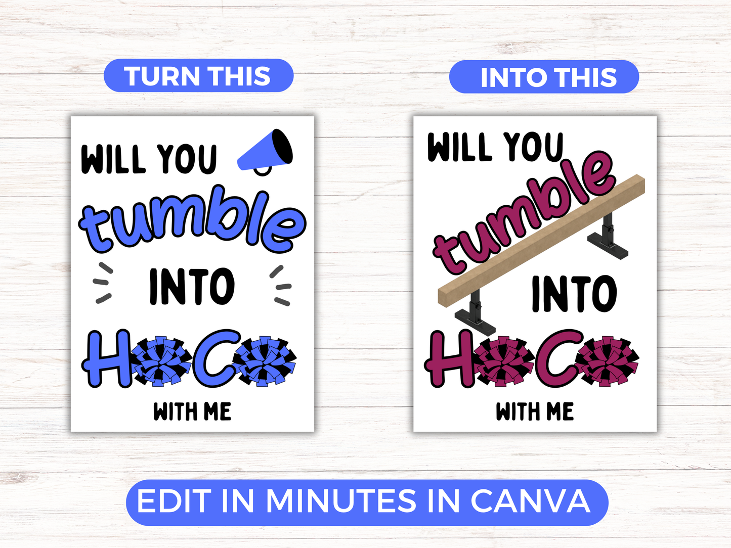Editable Cheerleading Homecoming Proposal Sign