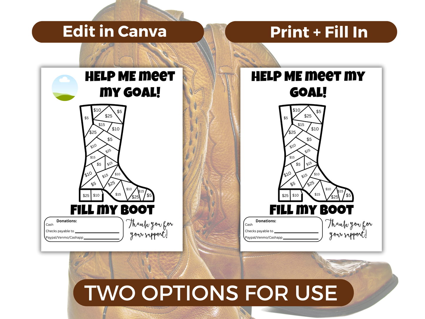 Editable Fill My Boot Fundraiser Template