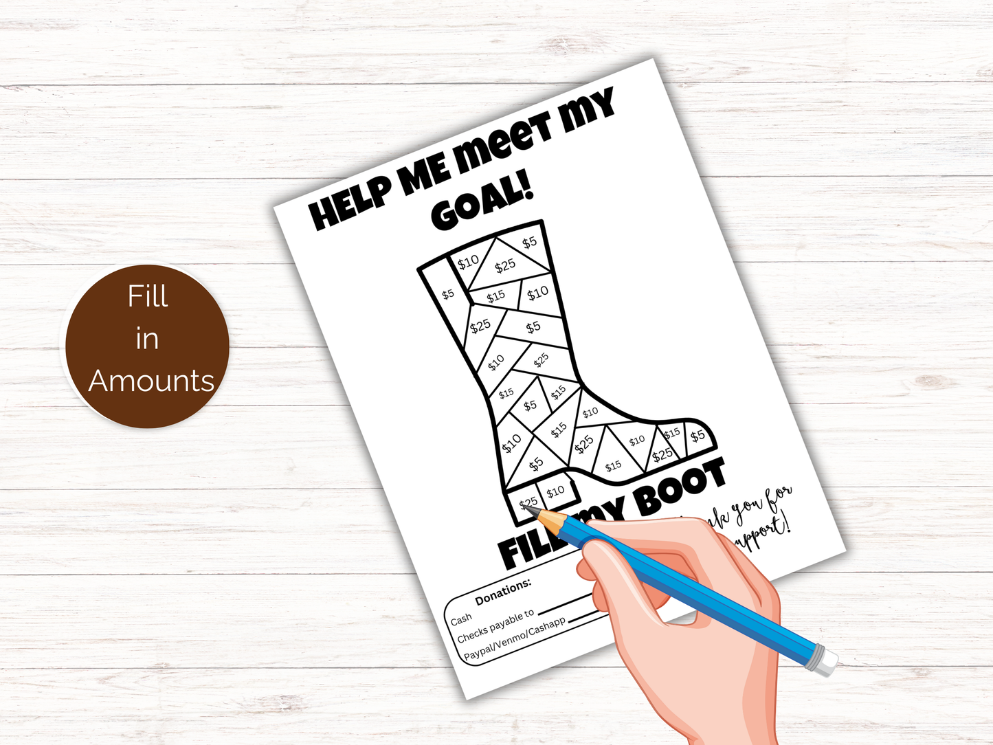 Editable Fill My Boot Fundraiser Template