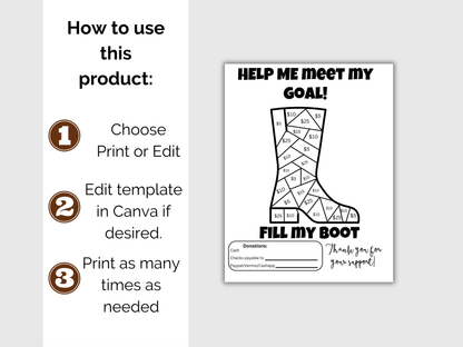 Editable Fill My Boot Fundraiser Template