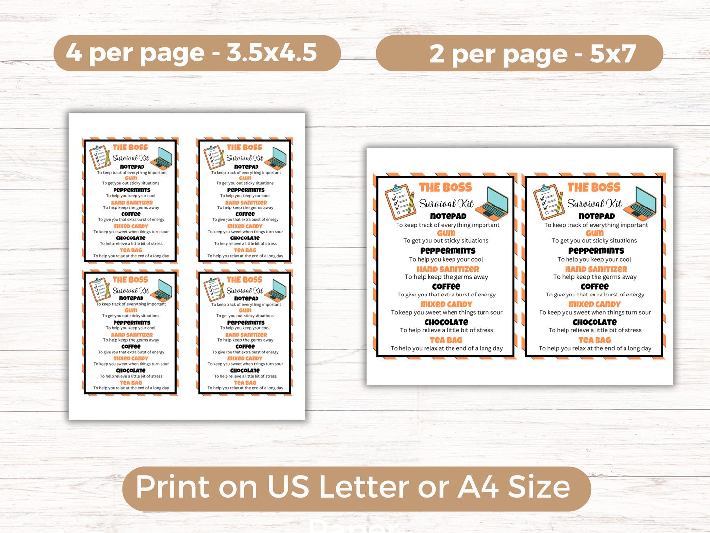 Editable Boss Survival Kit Gift Tags