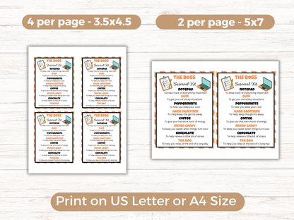 Editable Boss Survival Kit Gift Tags