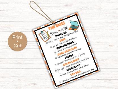 Editable Boss Survival Kit Gift Tags