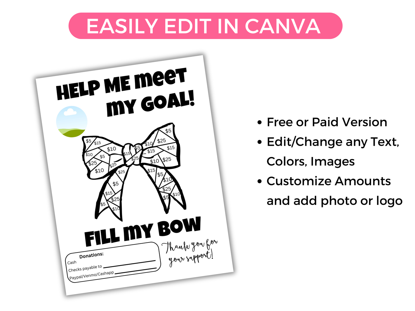 Editable Fill My Bow Fundraiser Template