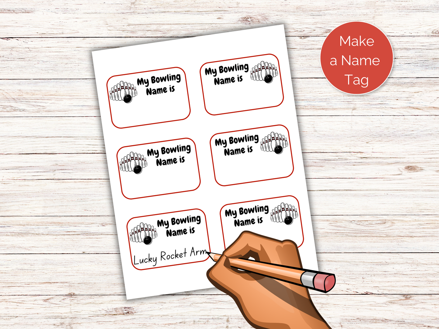 What's Your Bowling Name Game + Name Tags