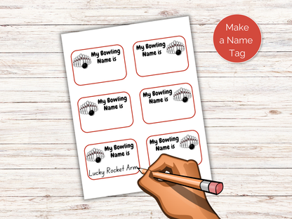 What's Your Bowling Name Game + Name Tags