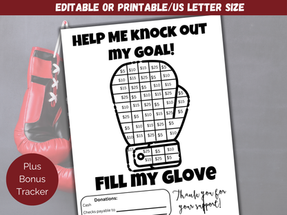 Editable Fill My Boxing Glove Fundraiser Template