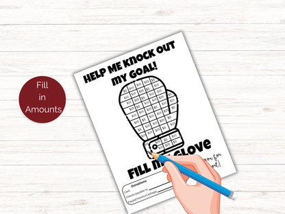 Editable Fill My Boxing Glove Fundraiser Template