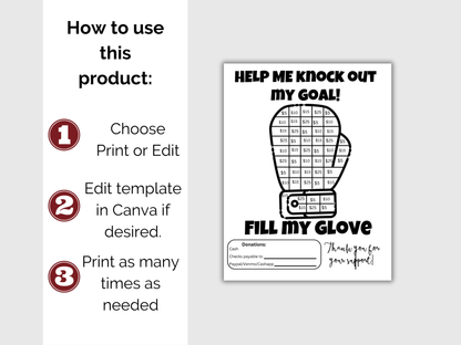 Editable Fill My Boxing Glove Fundraiser Template