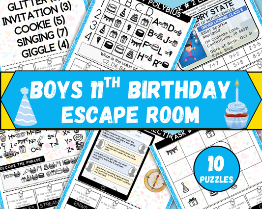Boys 11th Birthday Escape Room
