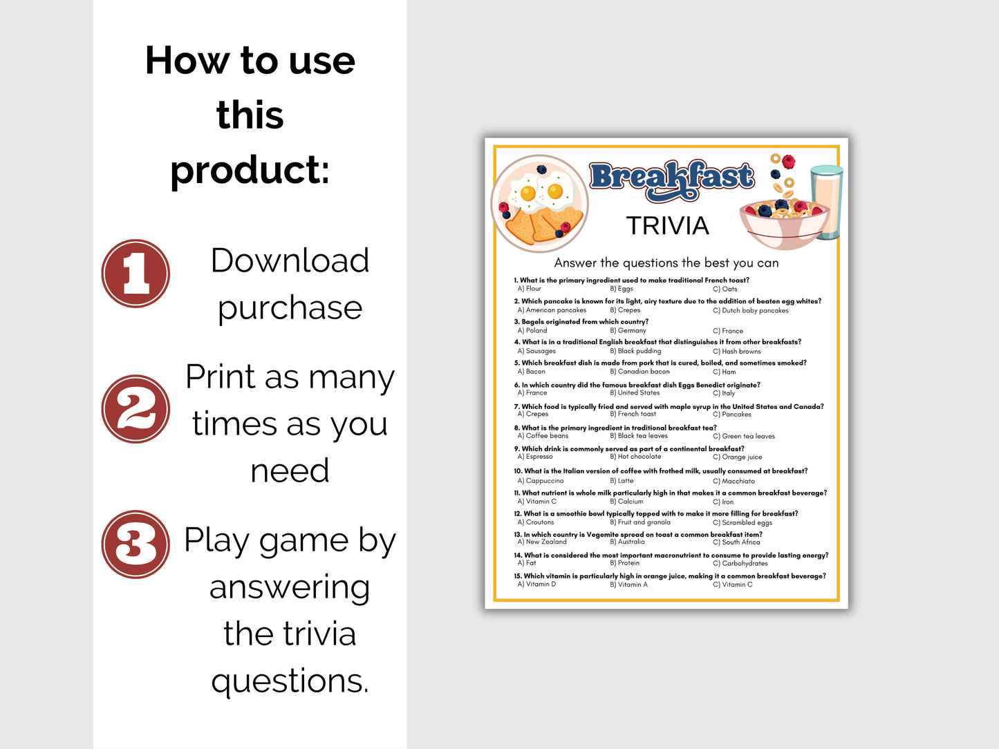 Breakfast Trivia Game