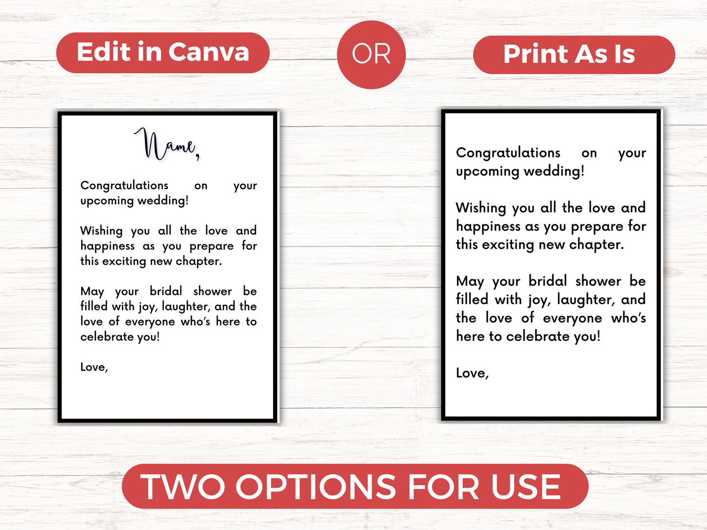 Bridal Shower Gift Card Book Editable or Printable