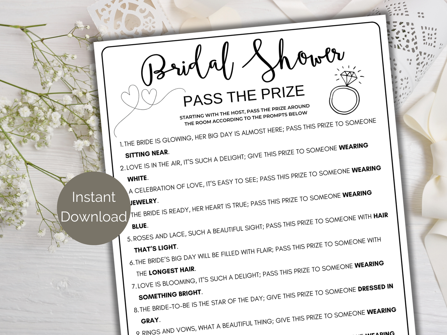 Bridal Shower Pass The Prize