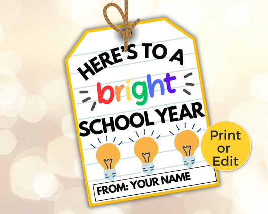 Editable Here's To A Bright School Year Back To School Tag