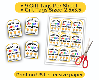 Editable Here's To A Bright School Year Back To School Tag