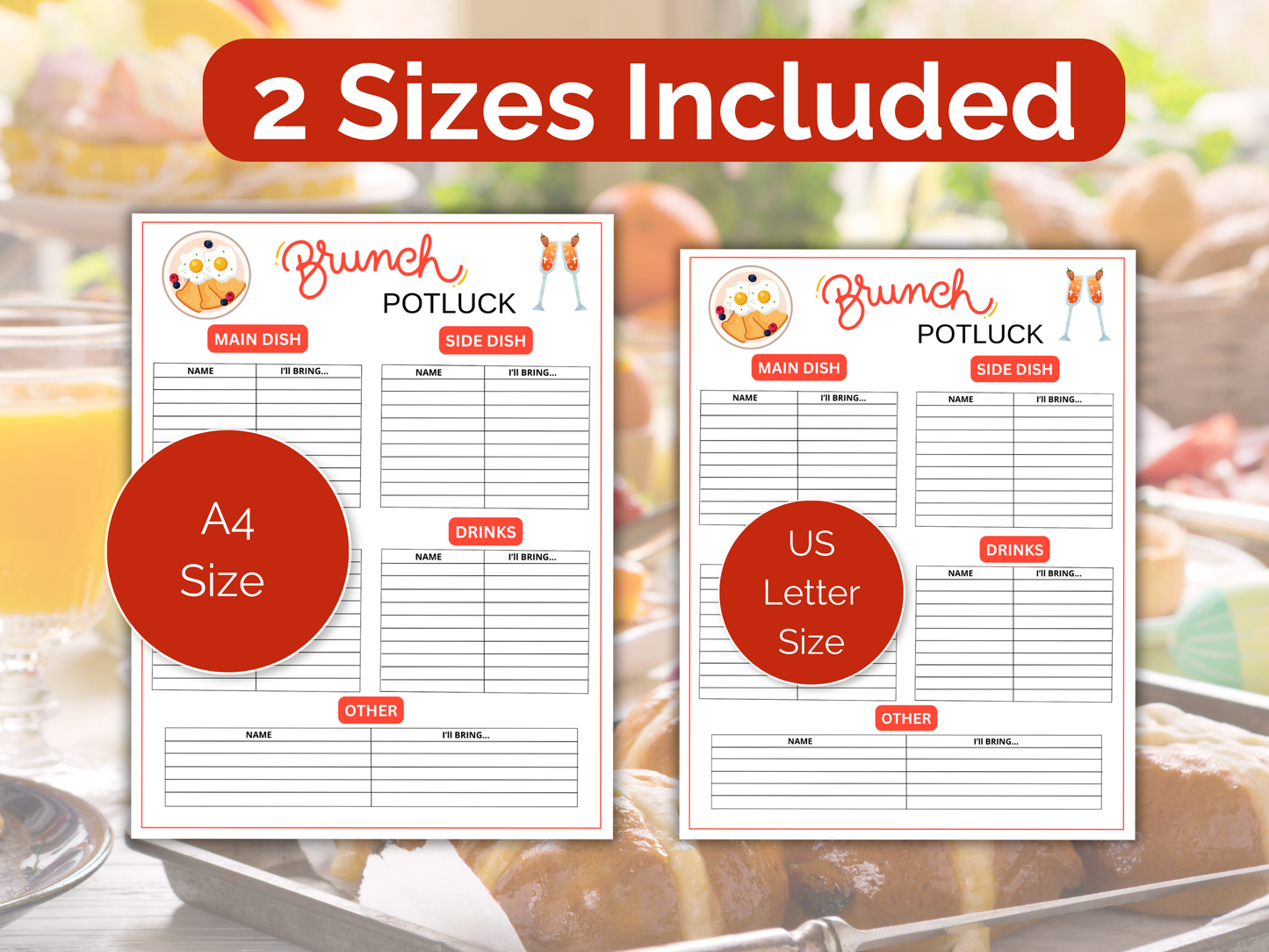 Brunch Potluck Sign Up Sheet
