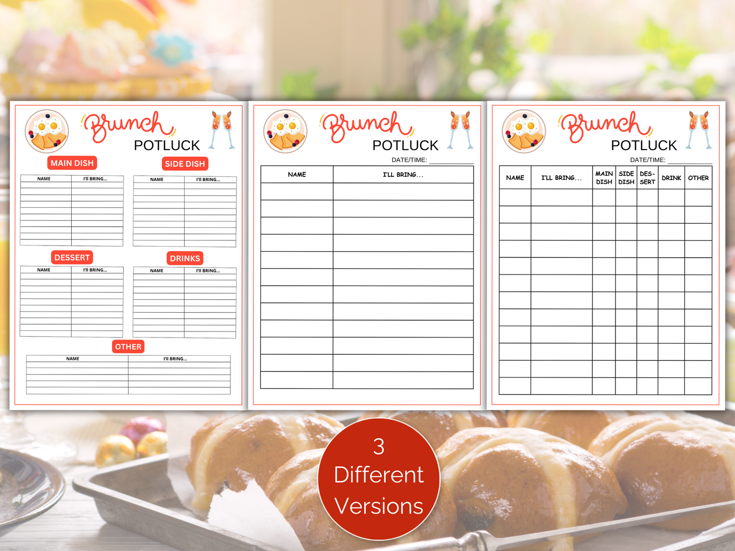 Brunch Potluck Sign Up Sheet