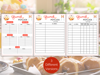 Brunch Potluck Sign Up Sheet