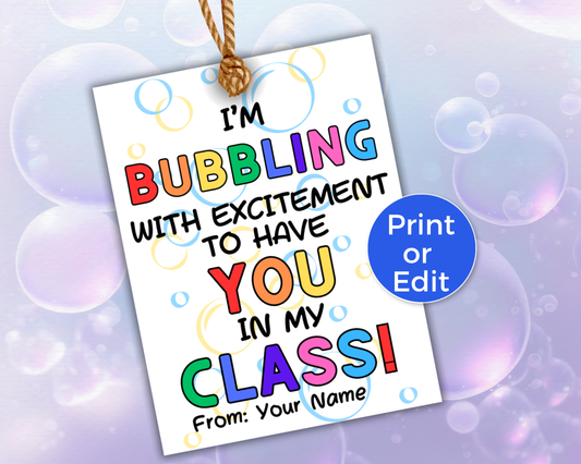 Editable Back To School Bubble Gift Tags