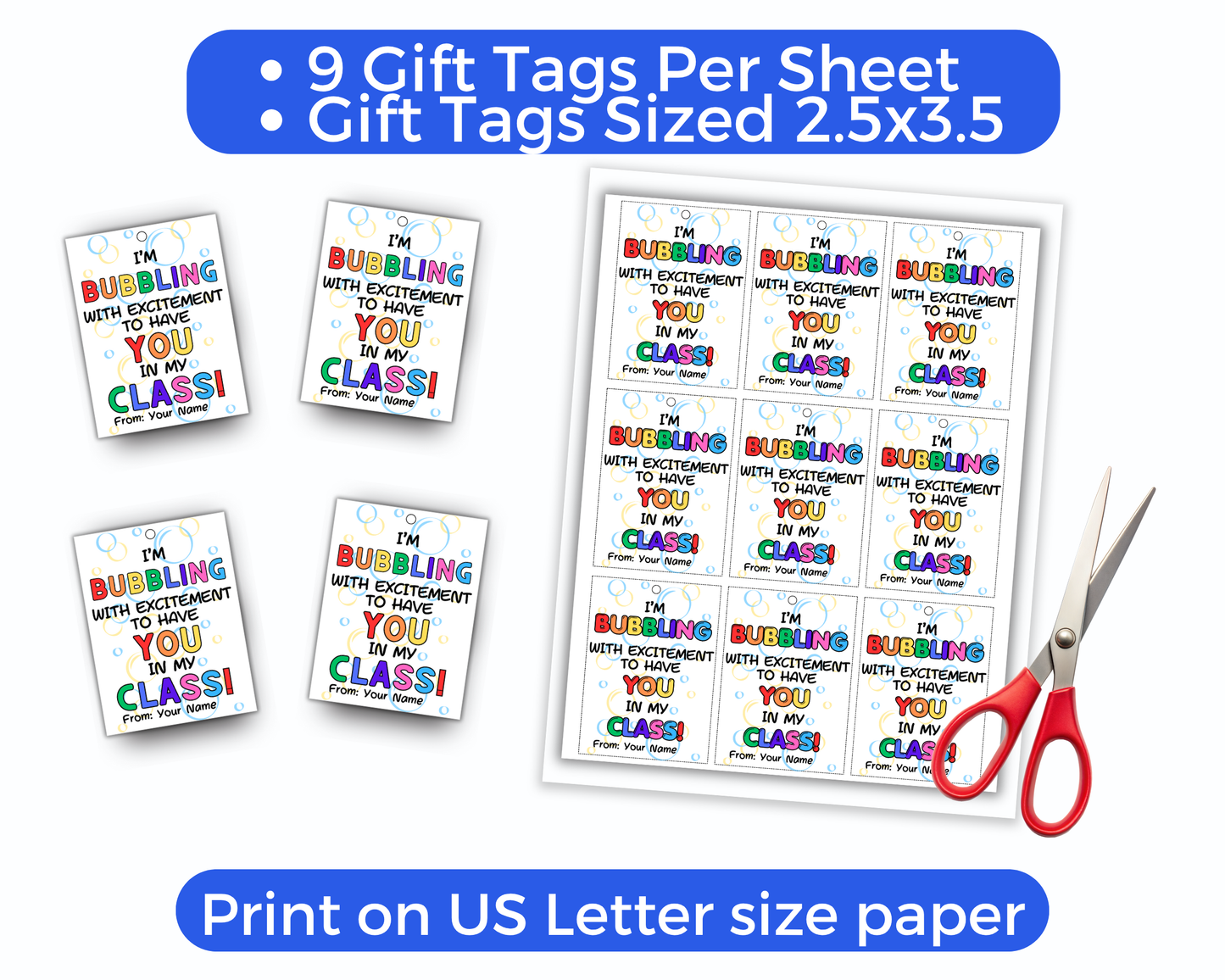 Editable Back To School Bubble Gift Tags