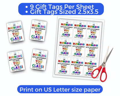 Editable Back To School Bubble Gift Tags