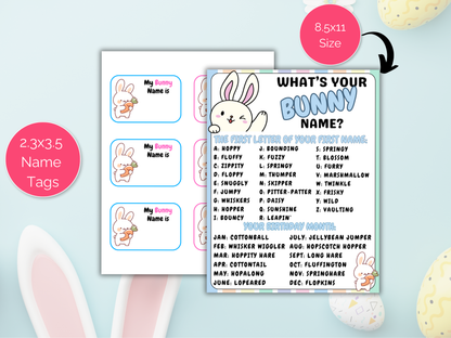 What's Your Bunny Name Game + Name Tags