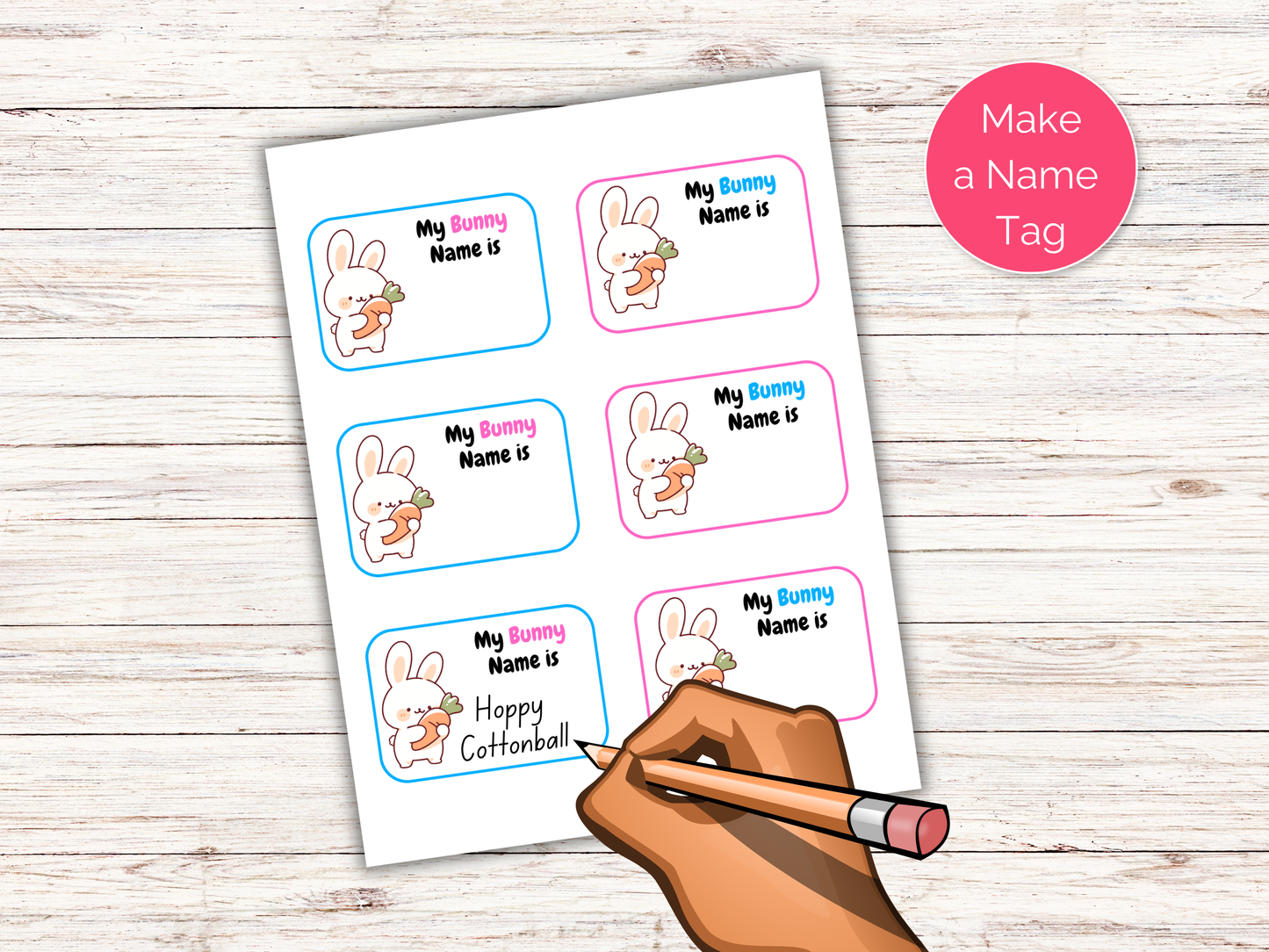 What's Your Bunny Name Game + Name Tags