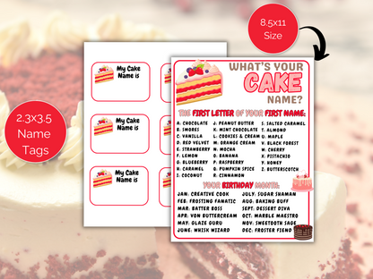 What's Your Cake Name Game + Name Tags