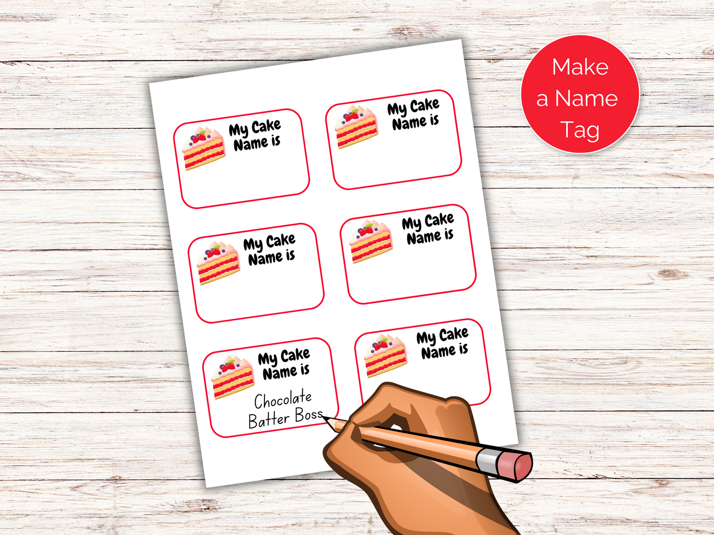 What's Your Cake Name Game + Name Tags