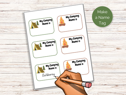 What's Your Camping Name Game + Name Tags