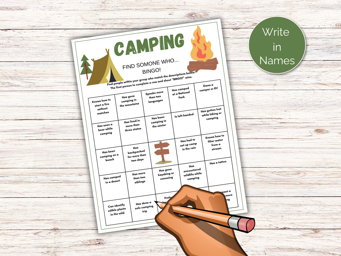 Camping Find Someone Who