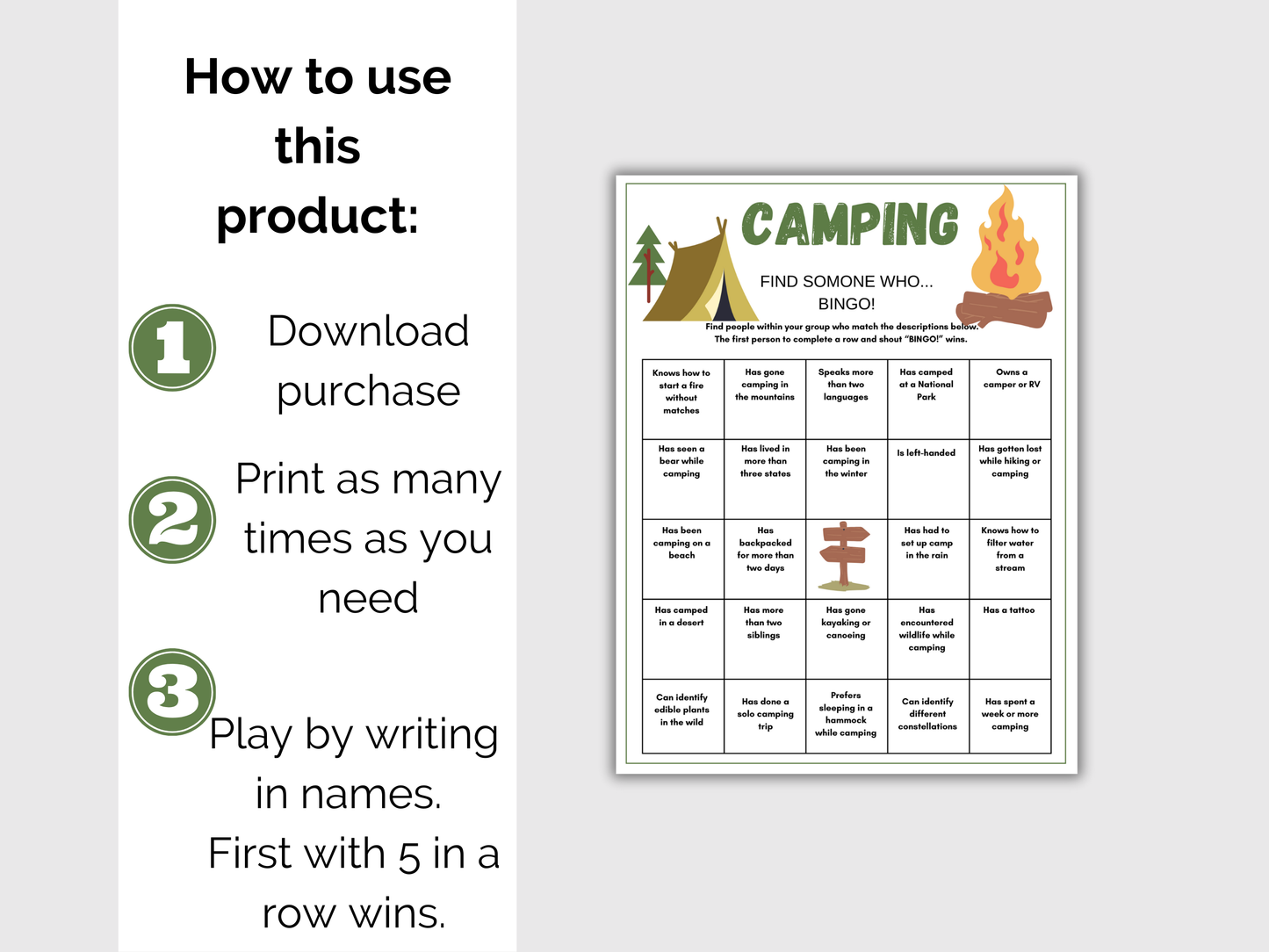 Camping Find Someone Who