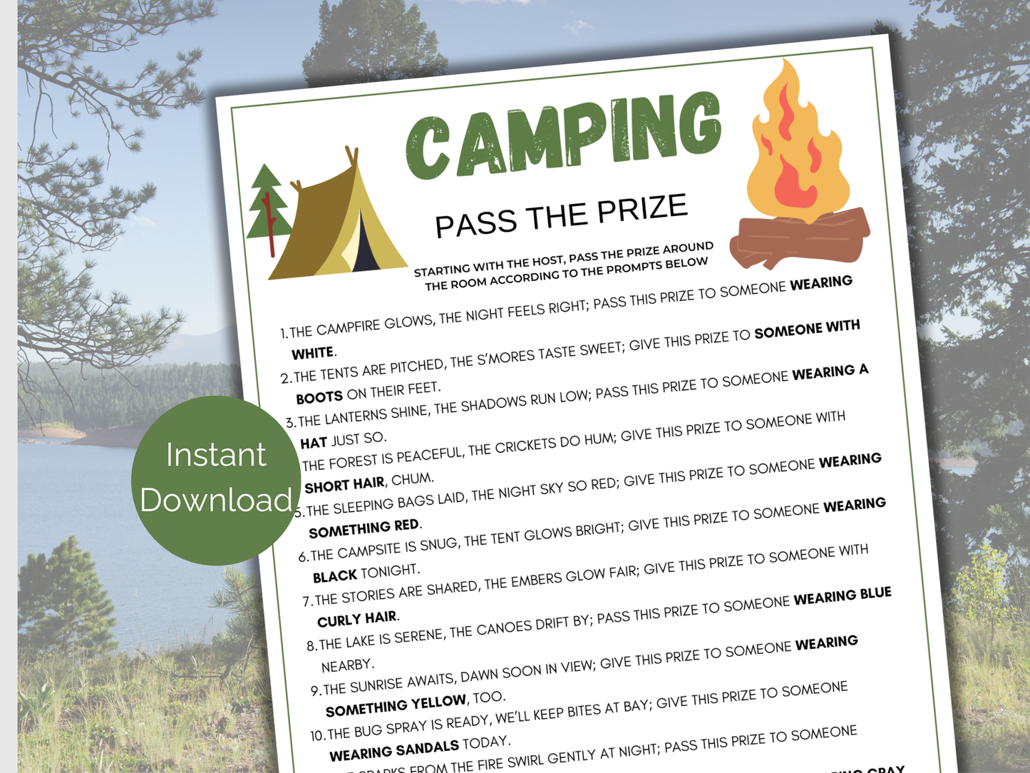 Camping Pass The Prize