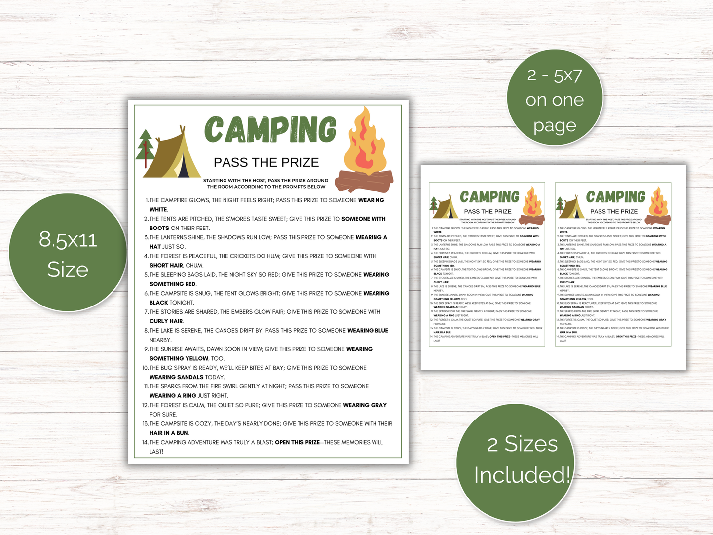 Camping Pass The Prize